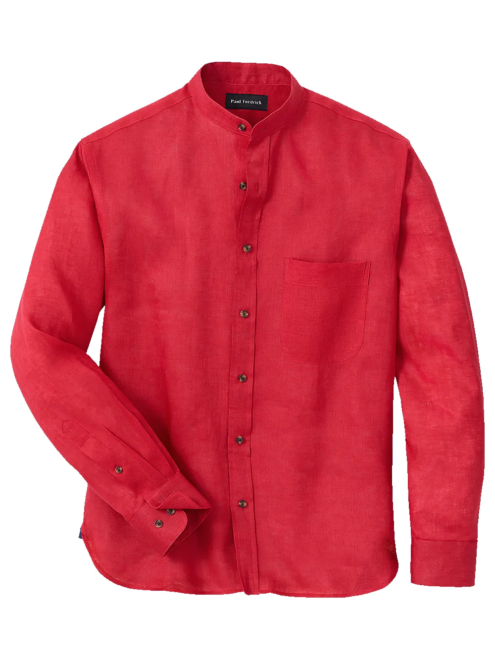 Linen Solid Casual Shirt - Red sold by Paul Fredrick