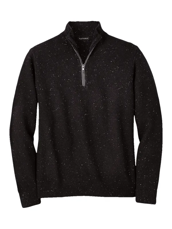 Donegal Zip Mock Neck Sweater - Black sold by Paul Fredrick