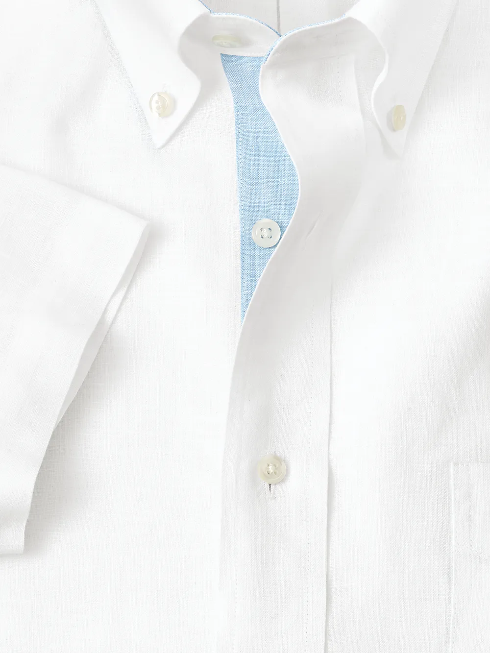 Non-Iron Linen Solid Dress Shirt With Contrast Trim - White sold by Paul Fredrick product image thumbnail 2