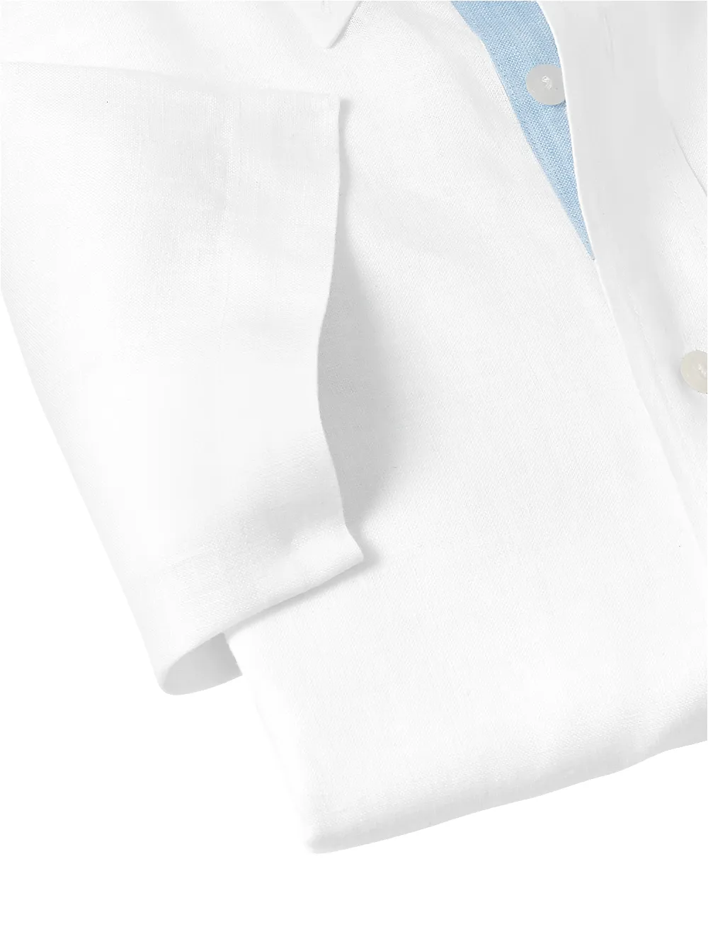 Non-Iron Linen Solid Dress Shirt With Contrast Trim - White sold by Paul Fredrick product image thumbnail 4