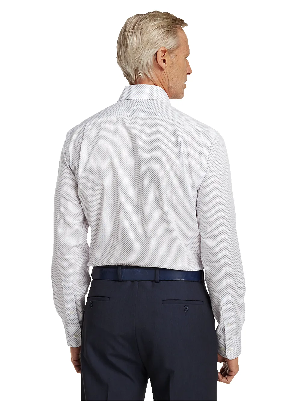 Non-Iron Cotton Geometric Dress Shirt With Contrast Trim - Blue/purple sold by Paul Fredrick product image thumbnail 5