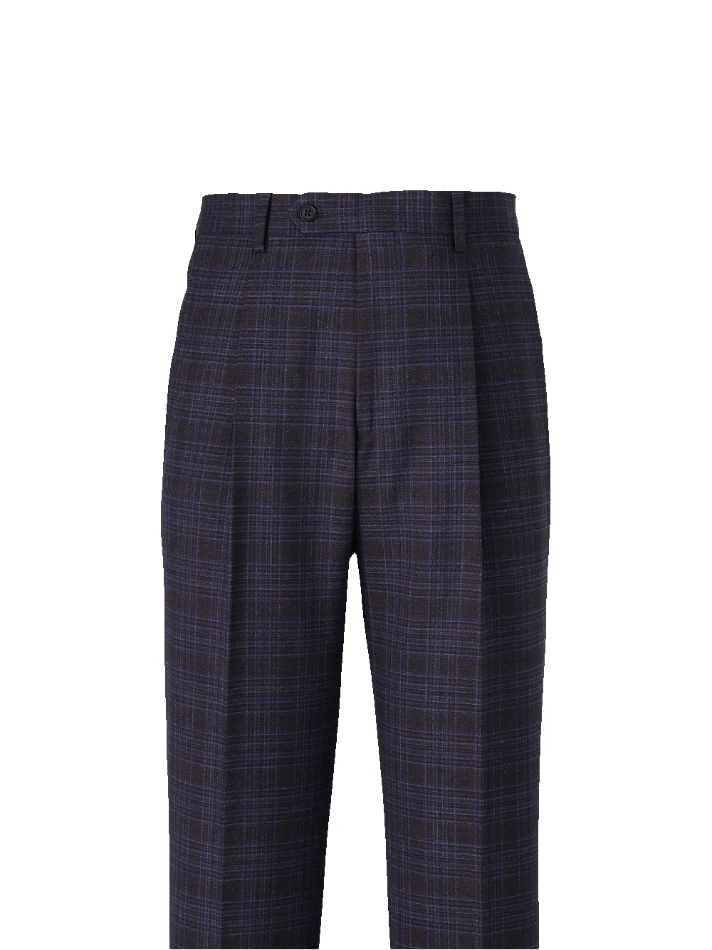 Wool Stretch Plaid Single Pleat Suit Pants - Brown/navy sold by Paul Fredrick product image thumbnail 2