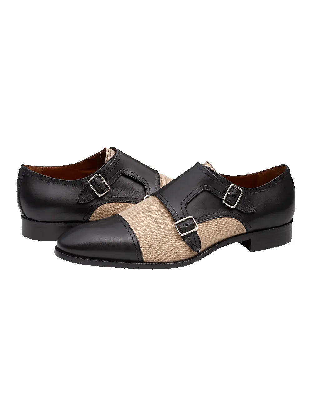 Travis Double Monk Strap - Black/natural sold by Paul Fredrick