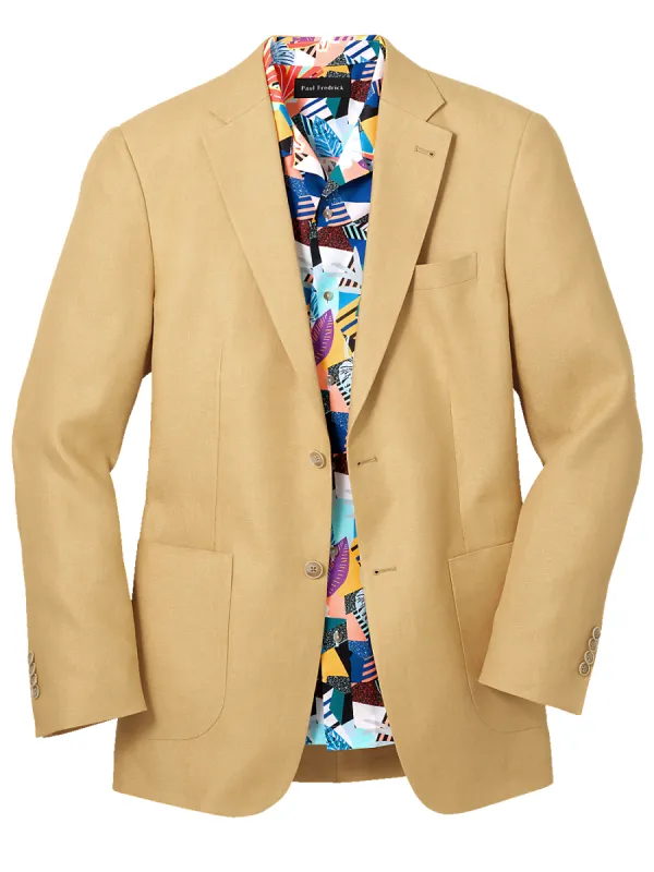 Linen Solid Notch Lapel Sport Coat - Gold sold by Paul Fredrick