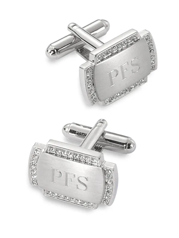 Crystal Border Engravable Cufflinks sold by Paul Fredrick