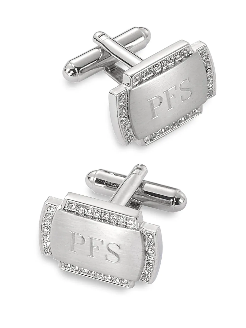 Crystal Border Engravable Cufflinks sold by Paul Fredrick