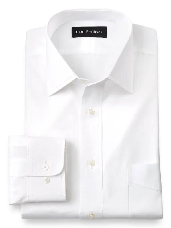 Pure Cotton Broadcloth Solid Color Spread Collar Dress Shirt - White sold by Paul Fredrick