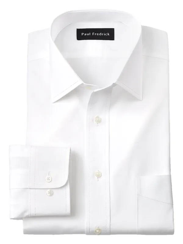Slim Fit Pure Cotton Broadcloth Solid Color Spread Collar Dress Shirt - White sold by Paul Fredrick