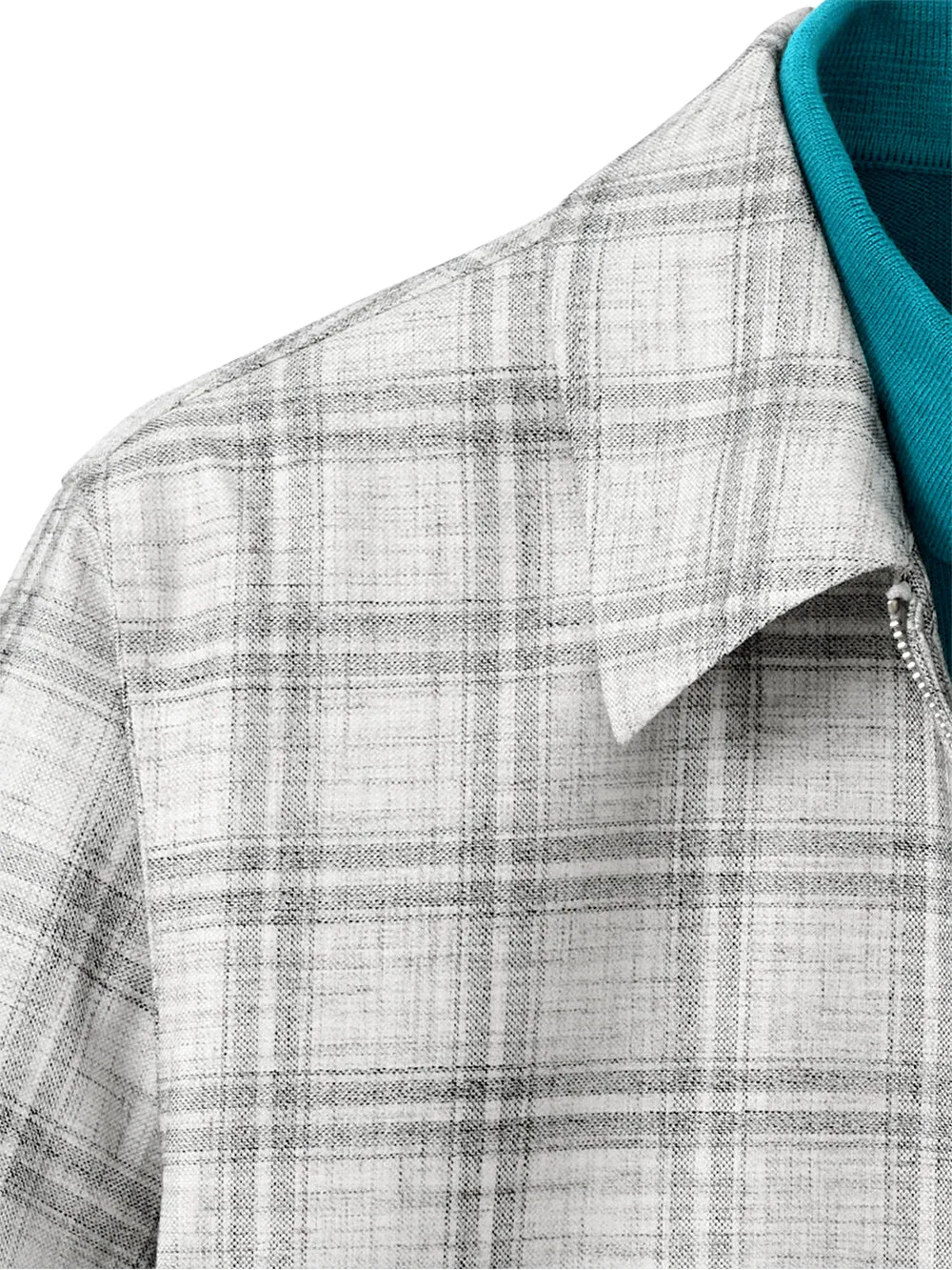 Microfiber Plaid Bomber Jacket sold by Paul Fredrick product image thumbnail 4