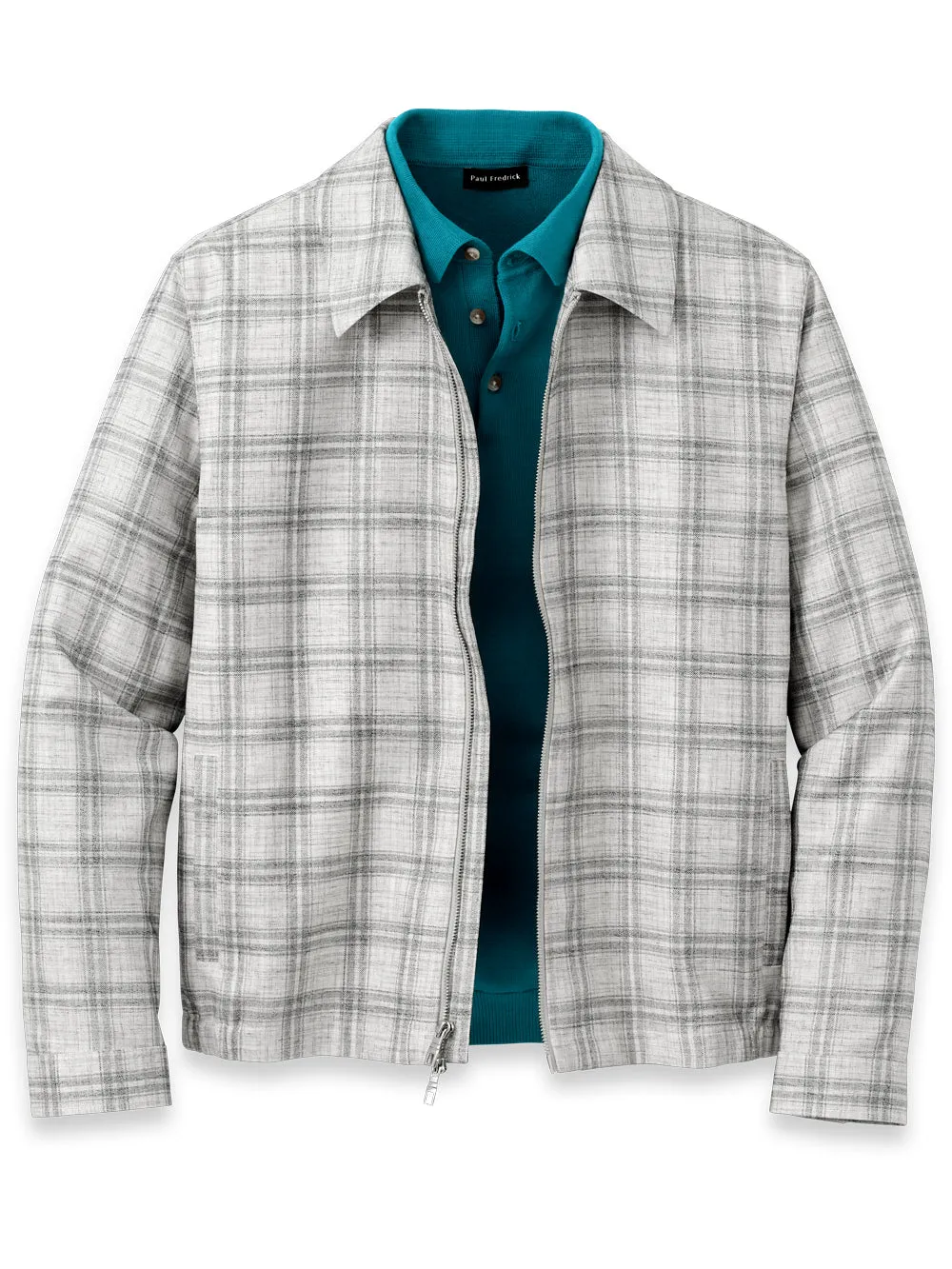 Microfiber Plaid Bomber Jacket sold by Paul Fredrick
