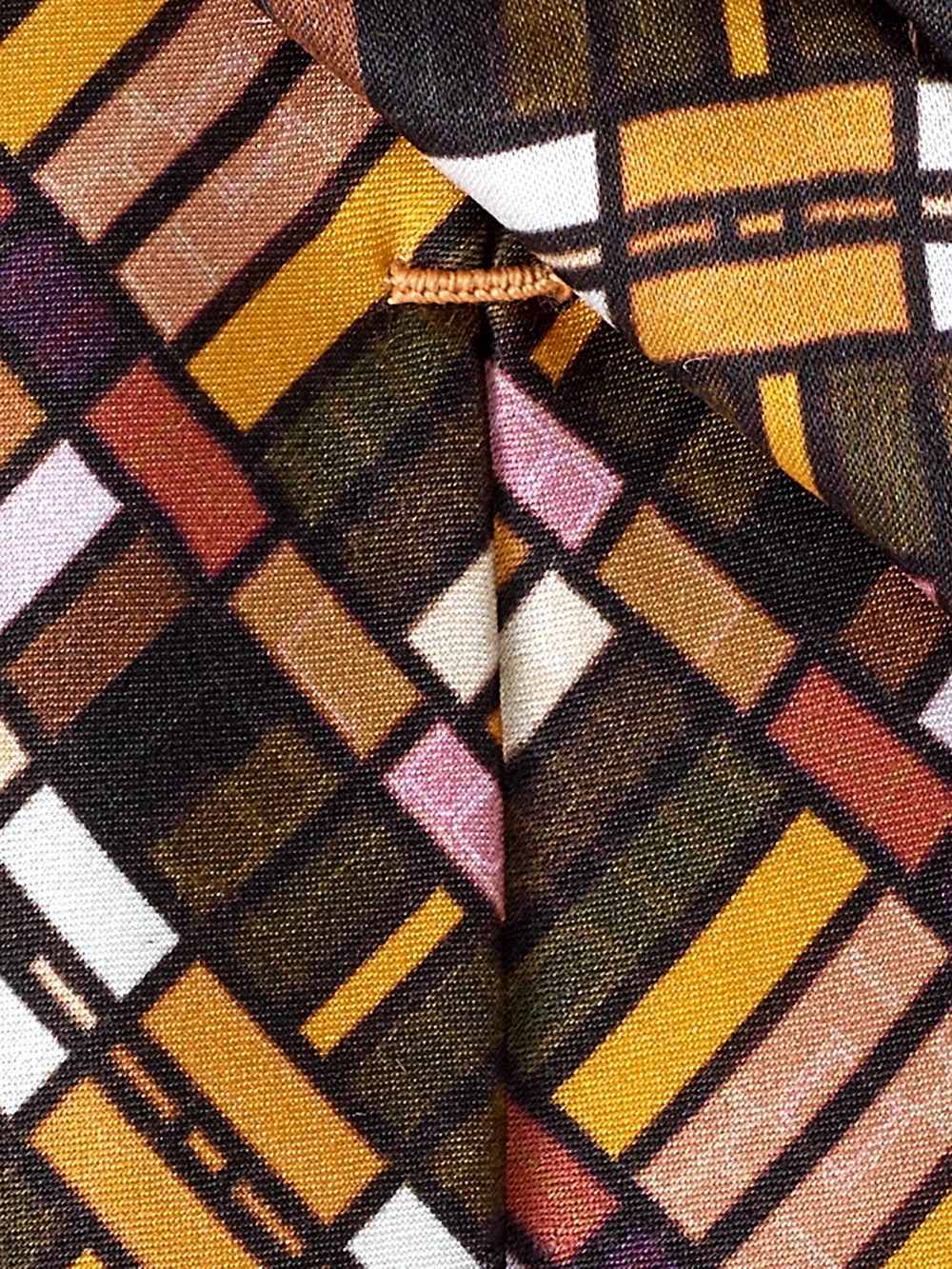 Geometric Printed Italian Silk Tie - Tan Multi sold by Paul Fredrick product image thumbnail 4