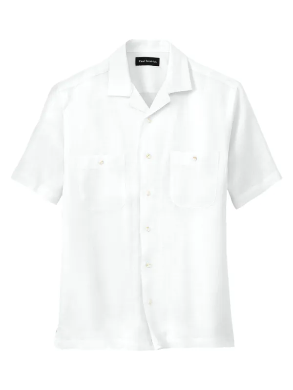 Linen Solid Casual Shirt - White sold by Paul Fredrick