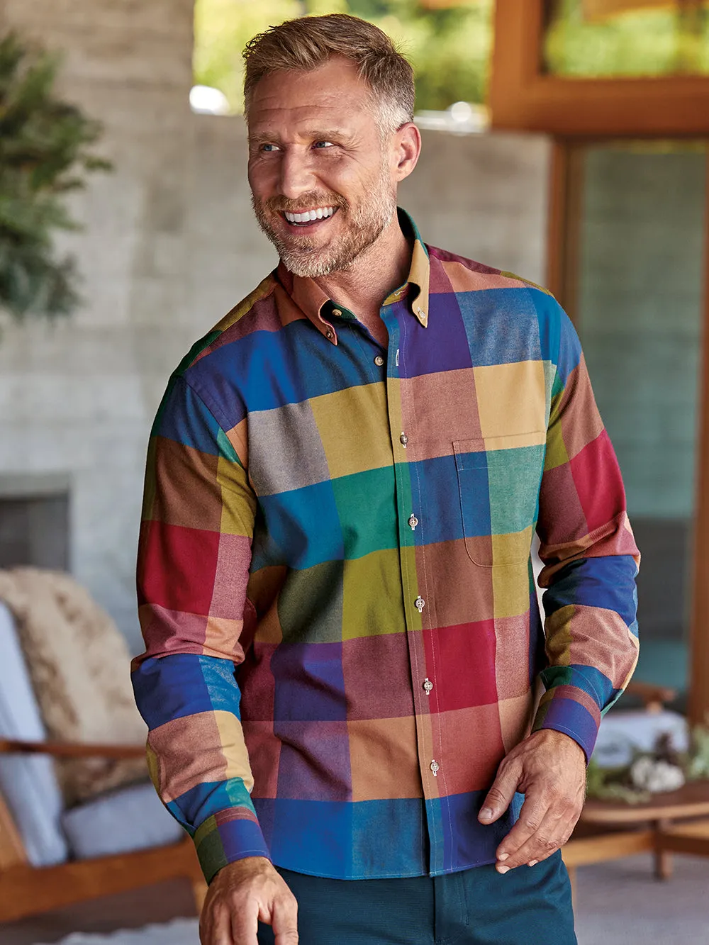 Brushed Twill Plaid Casual Shirt sold by Paul Fredrick product image thumbnail 2