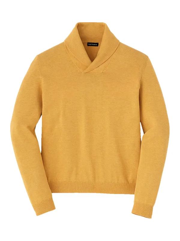 Supima Cotton Shawl Collar Sweater - Mustard sold by Paul Fredrick