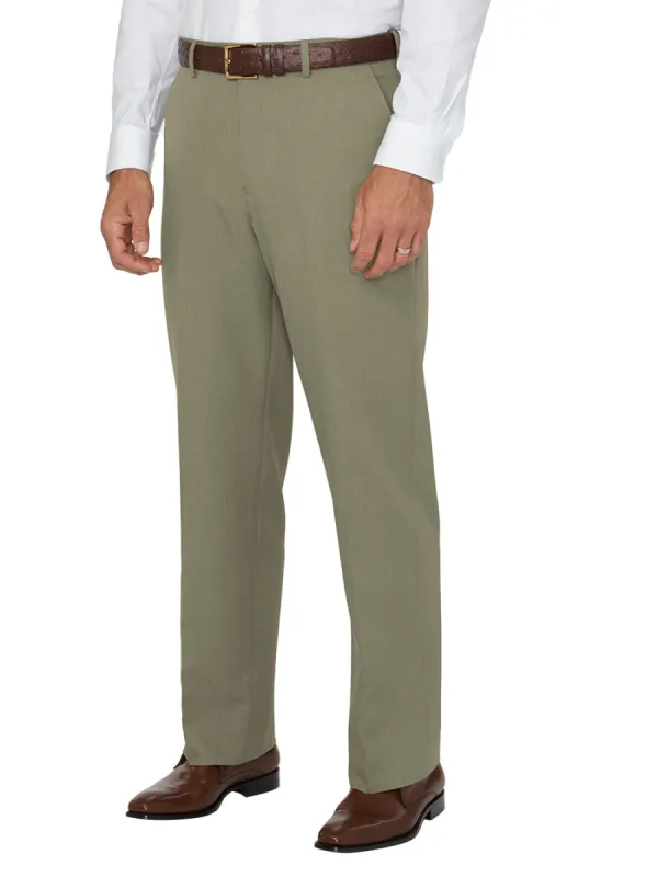 Comfort-waist Microfiber Herringbone Pant - Sage sold by Paul Fredrick
