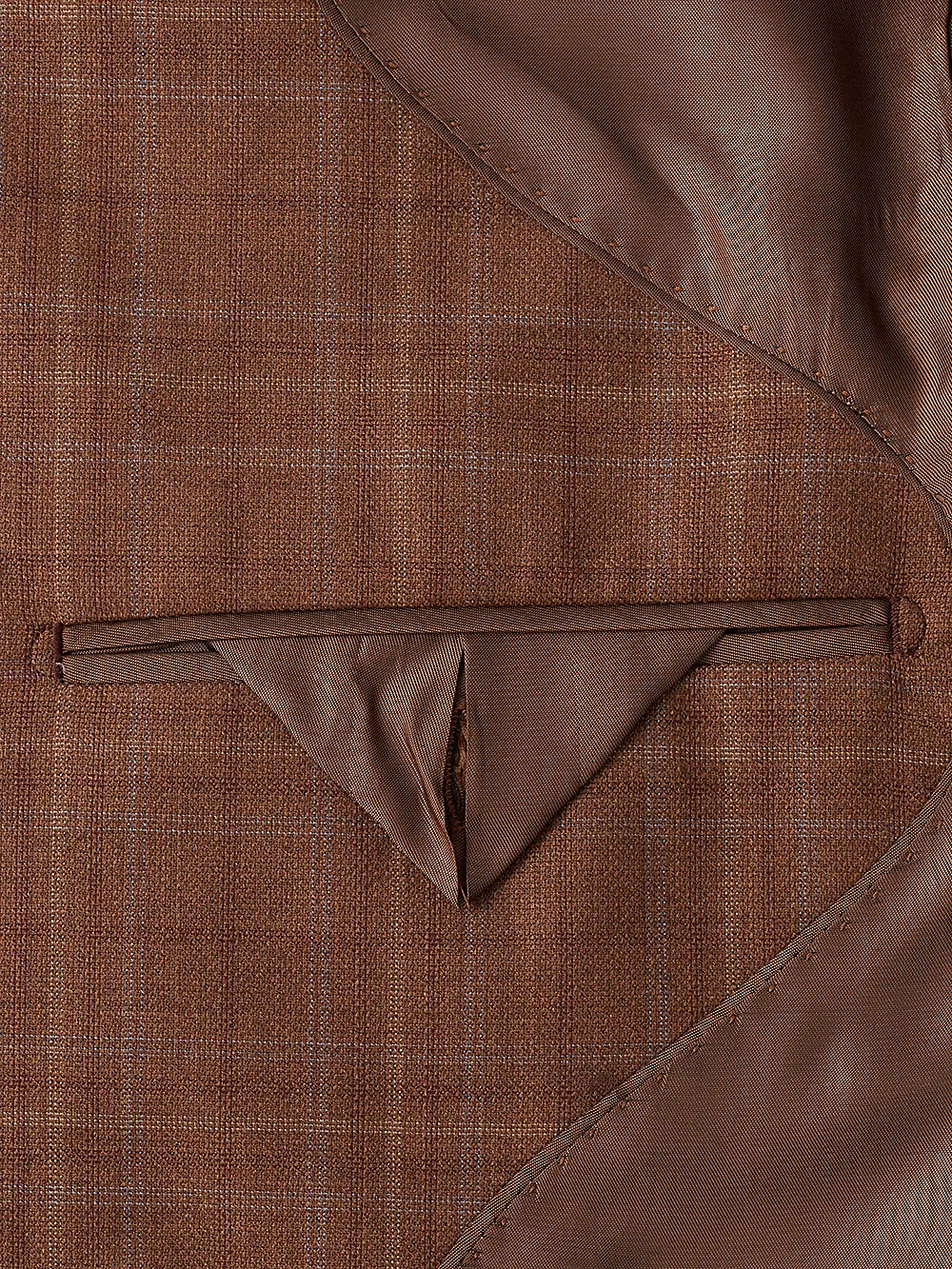 Italian Wool Plaid Single Breasted Peak Lapel Sport Coat - Copper Plaid sold by Paul Fredrick product image thumbnail 3