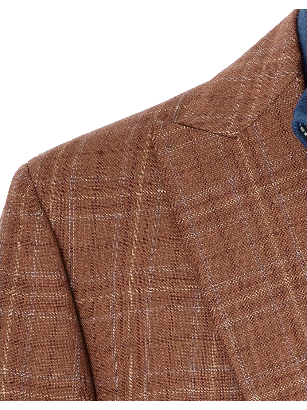 Italian Wool Plaid Single Breasted Peak Lapel Sport Coat - Copper Plaid sold by Paul Fredrick product image thumbnail 4