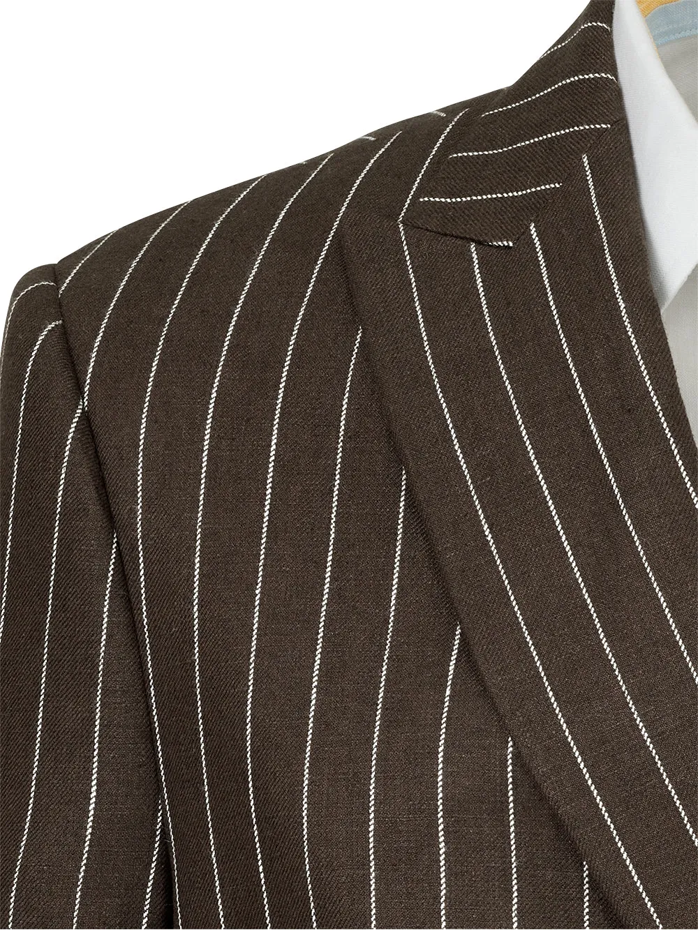 Linen Pinstripe Double Breasted Peak Lapel Suit Jacket sold by Paul Fredrick product image thumbnail 4