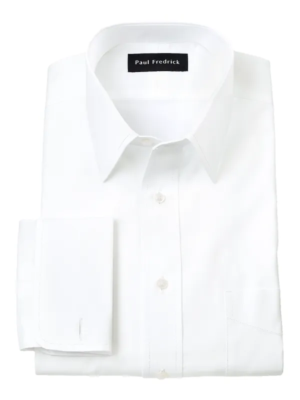 Slim Fit Pure Cotton Broadcloth Straight Collar French Cuff Dress Shirt - White sold by Paul Fredrick