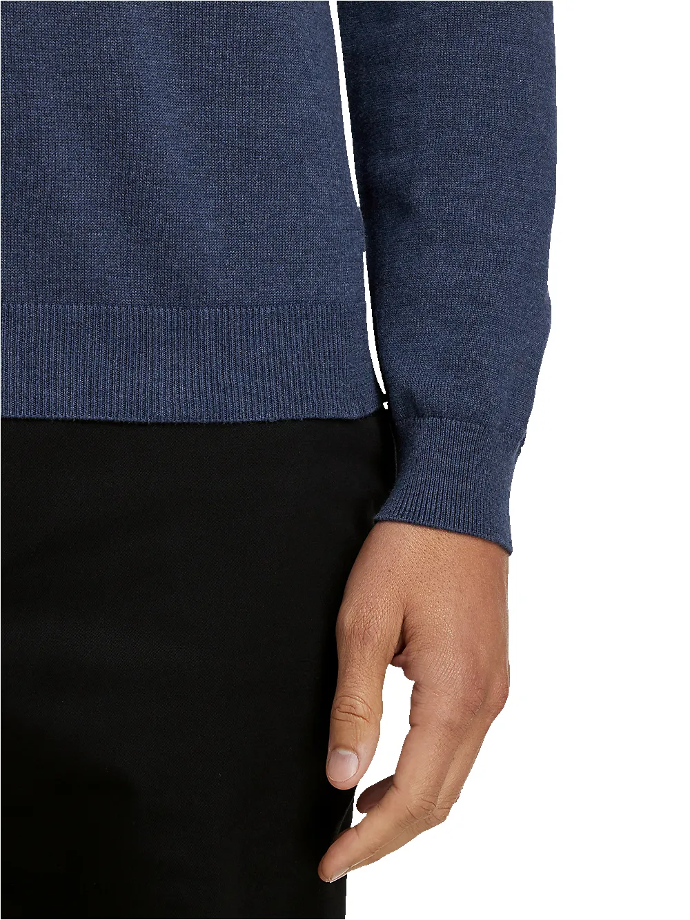 Cotton Quarter Zip Mock Neck Sweater - Blue sold by Paul Fredrick product image thumbnail 4