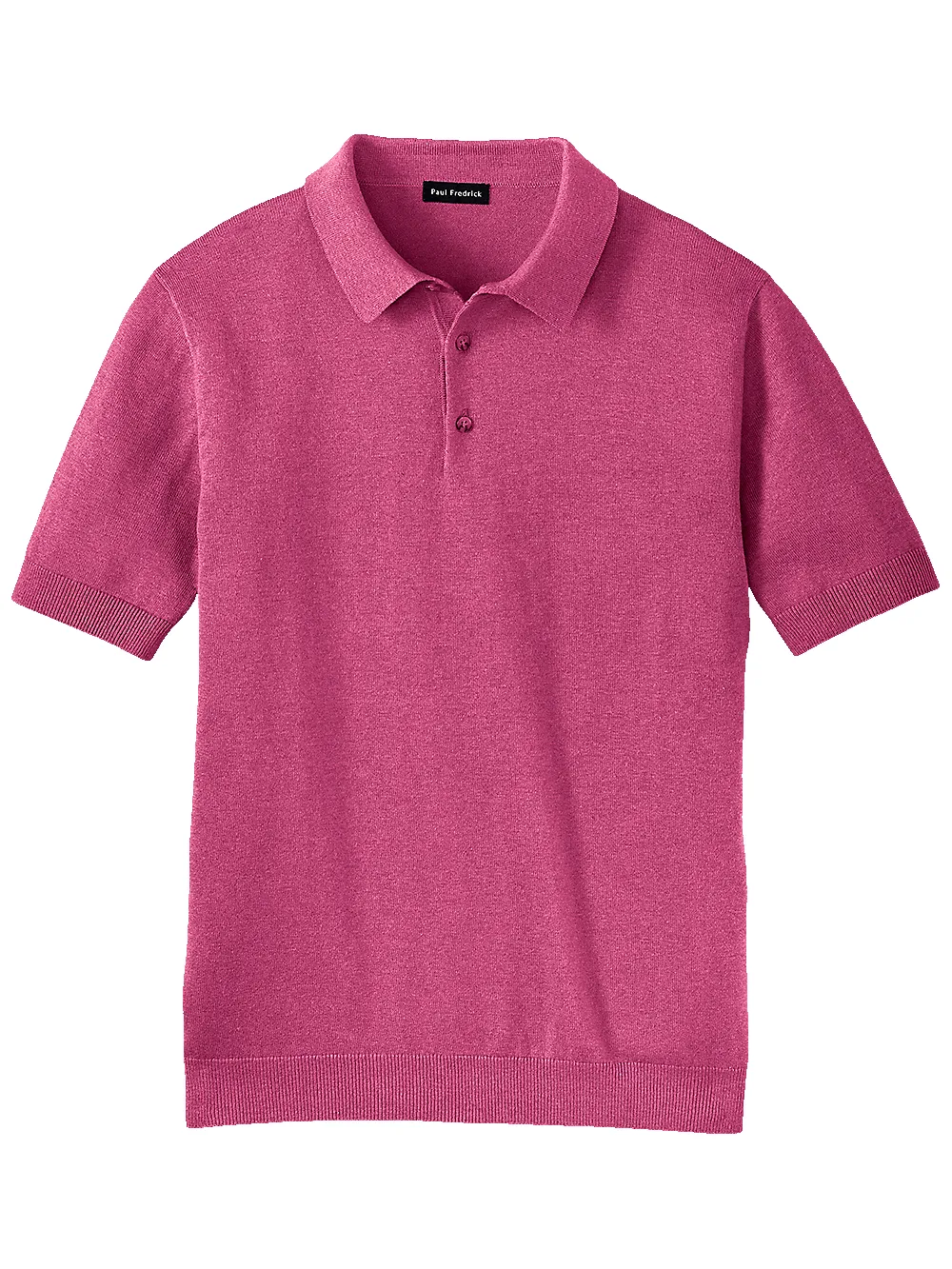 Silk Cotton and Cashmere Three Button Polo - Berry sold by Paul Fredrick