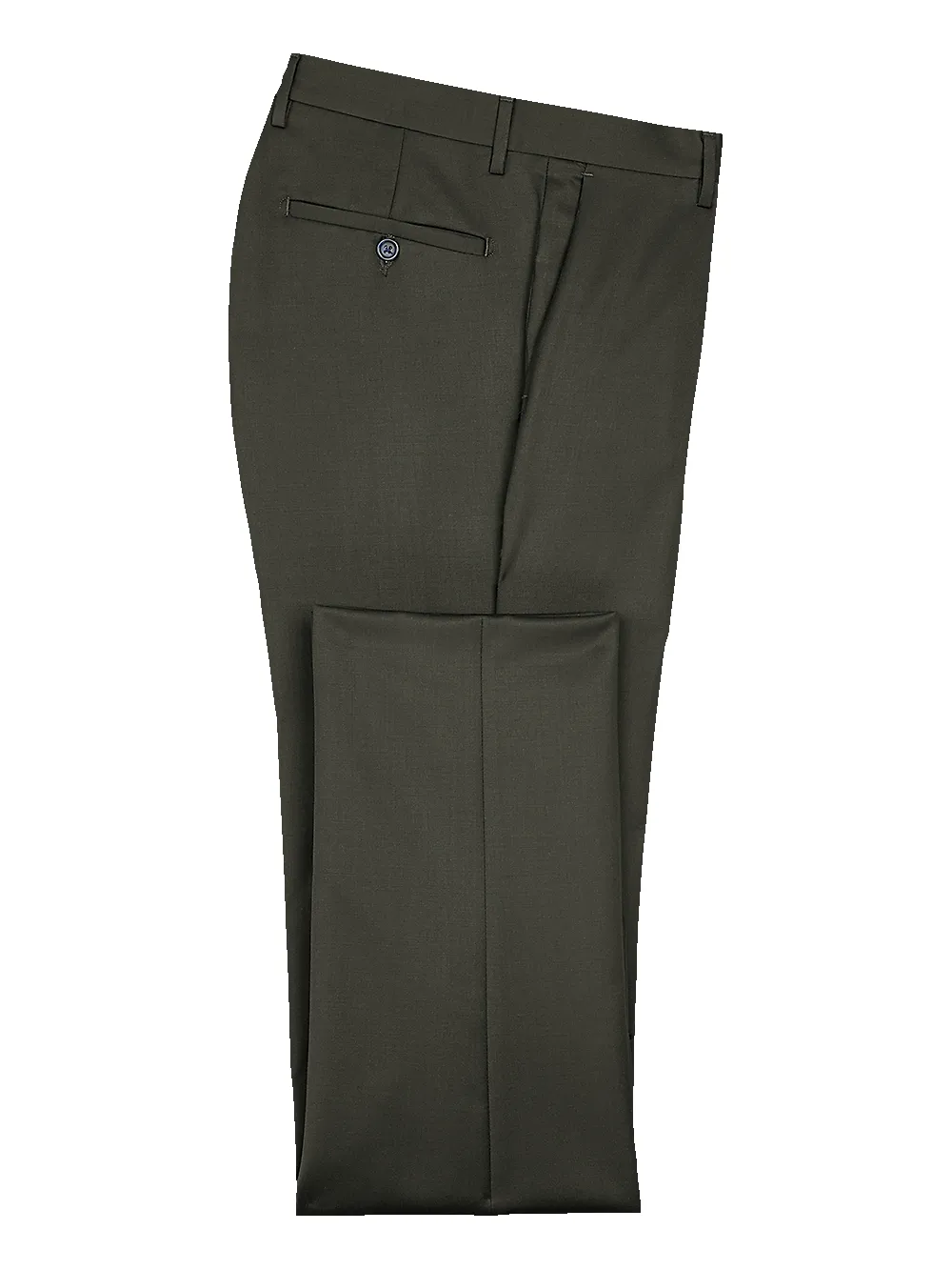 Classic Fit Wool Gabardine Flat Front Pants - Olive sold by Paul Fredrick
