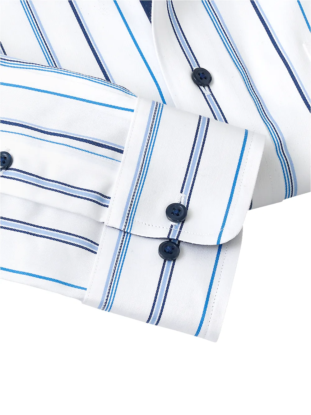 Non-Iron Cotton Stripe Dress Shirt With Contrast Trim - Blue sold by Paul Fredrick product image thumbnail 4
