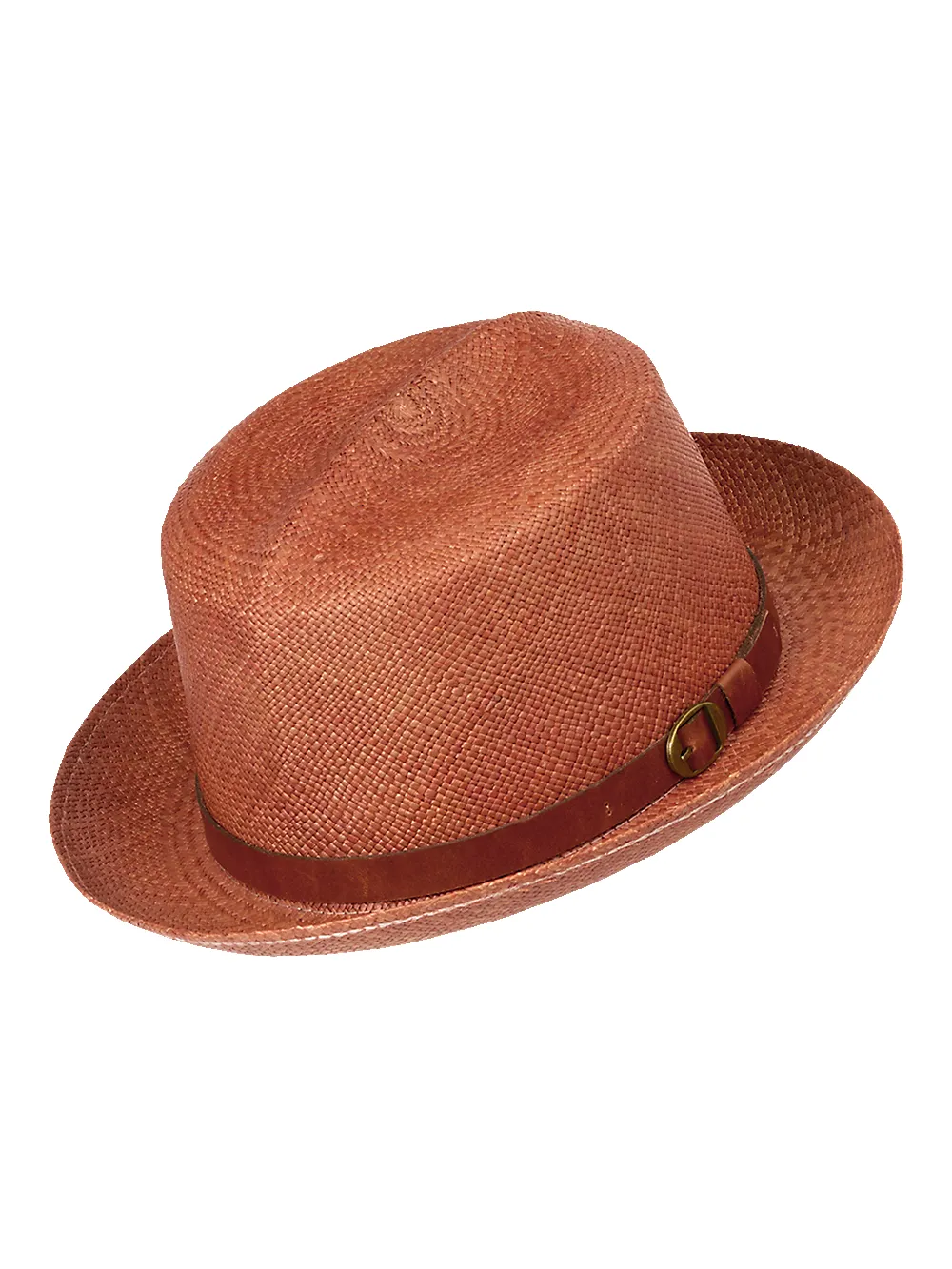 Panama Straw Fedora With Leather Band - Sienna sold by Paul Fredrick