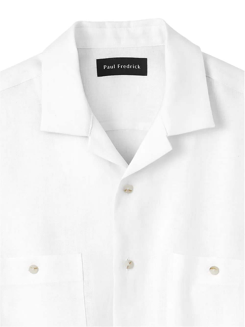 Linen Solid Casual Shirt - White sold by Paul Fredrick product image thumbnail 3