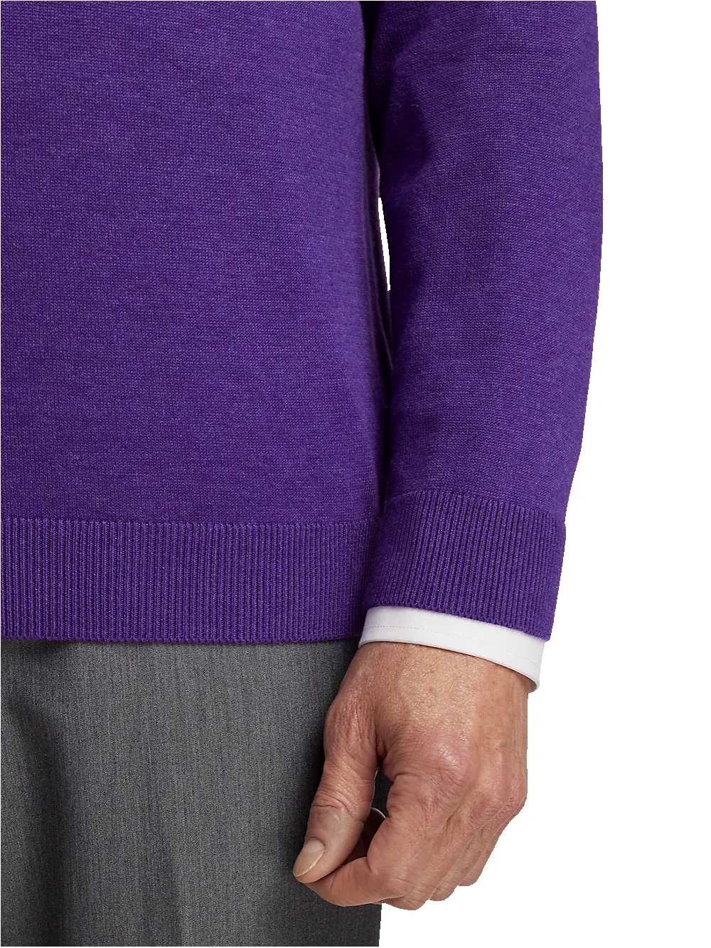 Supima Cotton V-neck Sweater - Purple sold by Paul Fredrick product image thumbnail 4