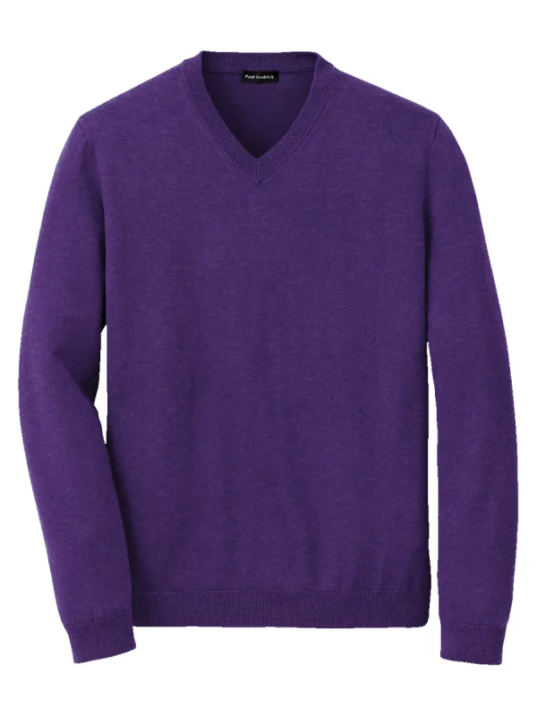 Supima Cotton V-neck Sweater - Purple sold by Paul Fredrick