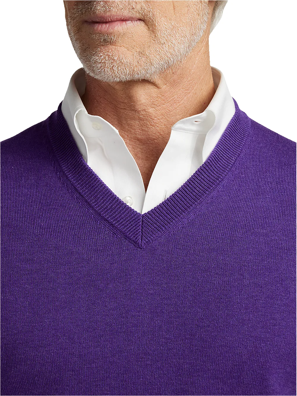 Supima Cotton V-neck Sweater - Purple sold by Paul Fredrick product image thumbnail 3