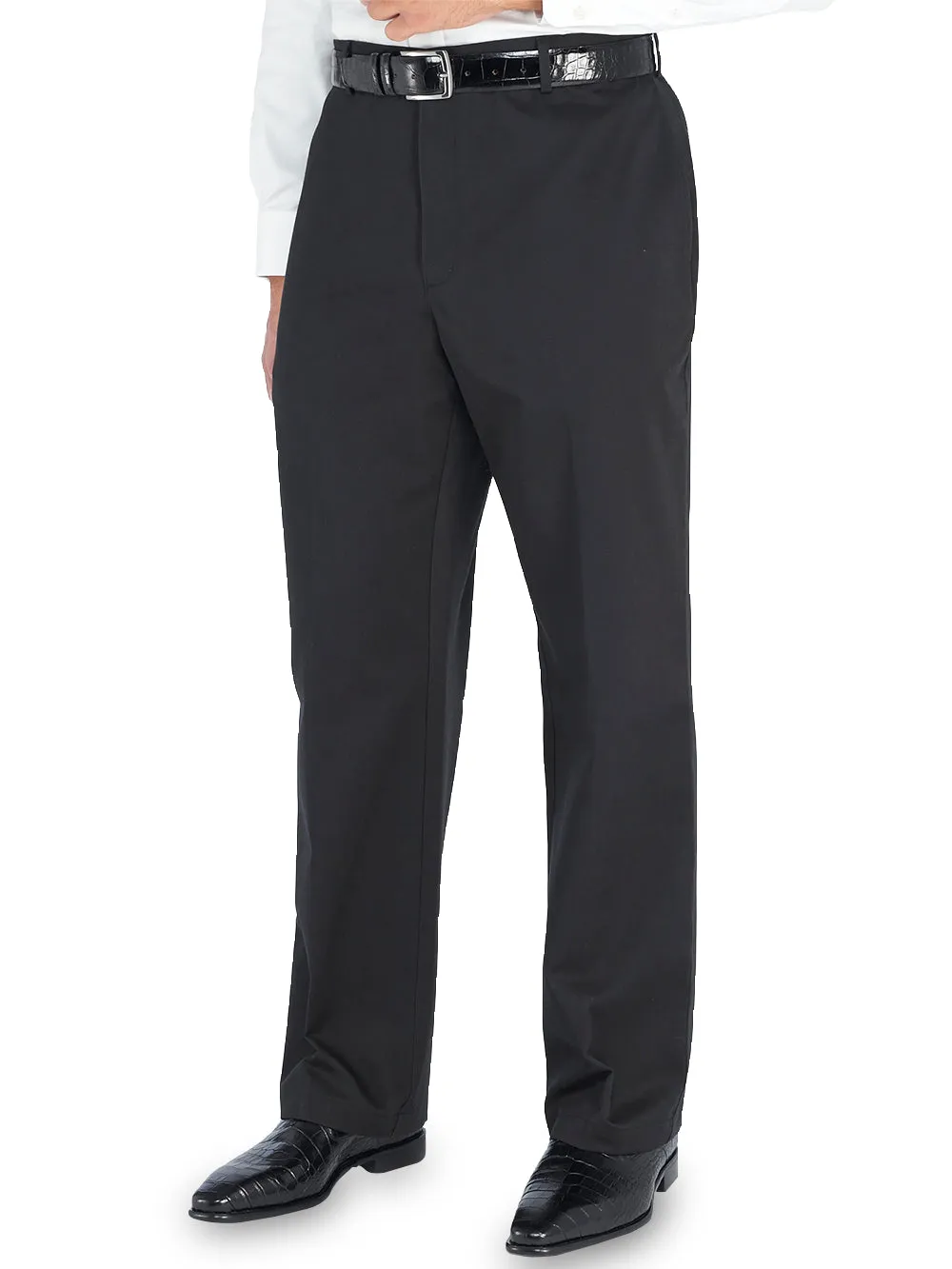 Non-Iron Cotton Chino Pants - Black sold by Paul Fredrick