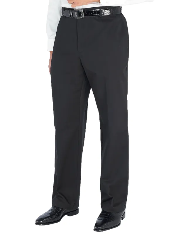 Non-Iron Cotton Chino Flat Front Pants - Black sold by Paul Fredrick