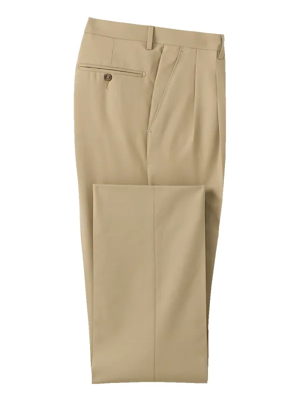 Tropical Weight Wool Pleated Pants - Tan sold by Paul Fredrick