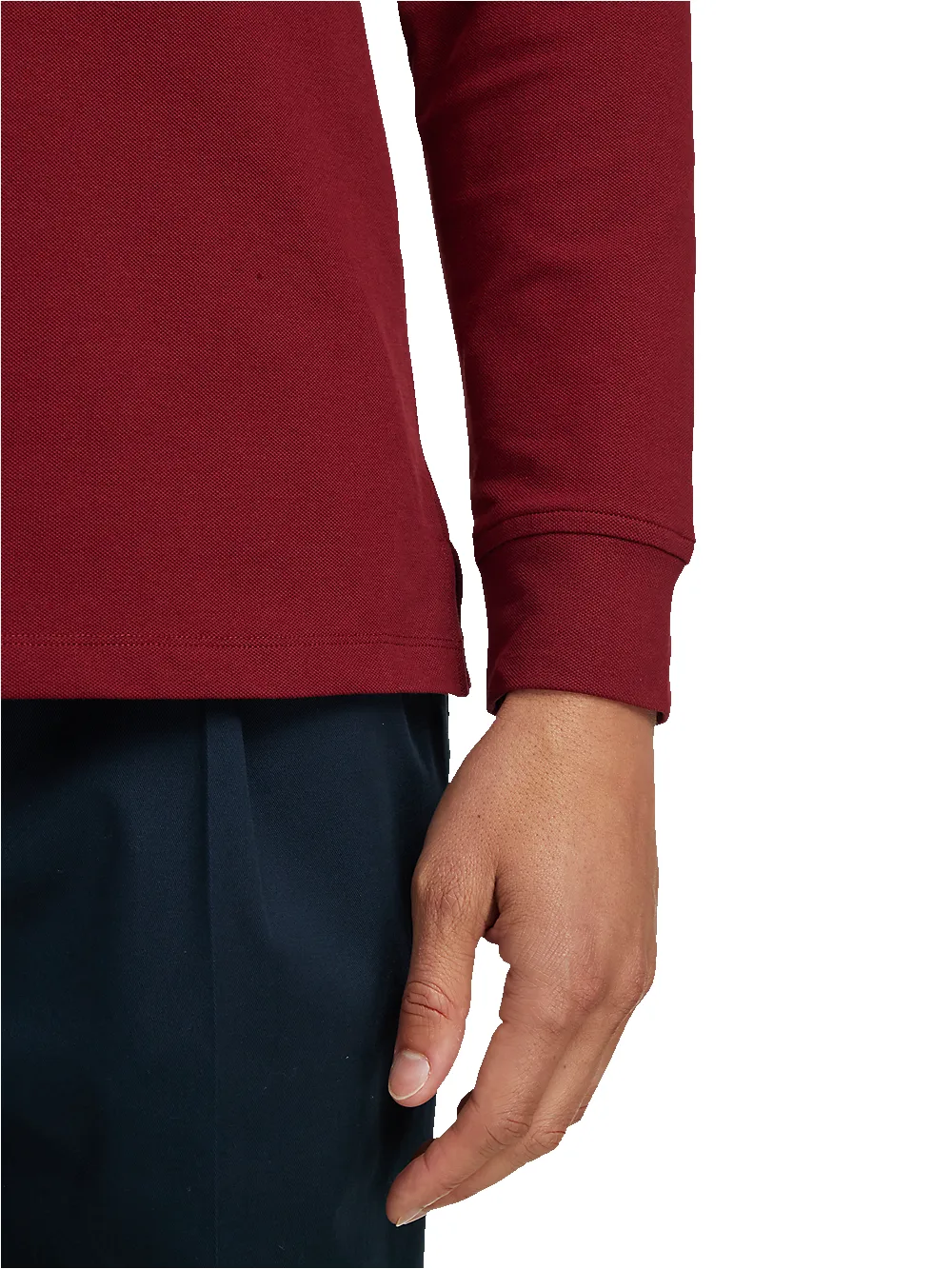 Cotton/Spandex Pique Three Button Polo - Burgundy sold by Paul Fredrick product image thumbnail 4