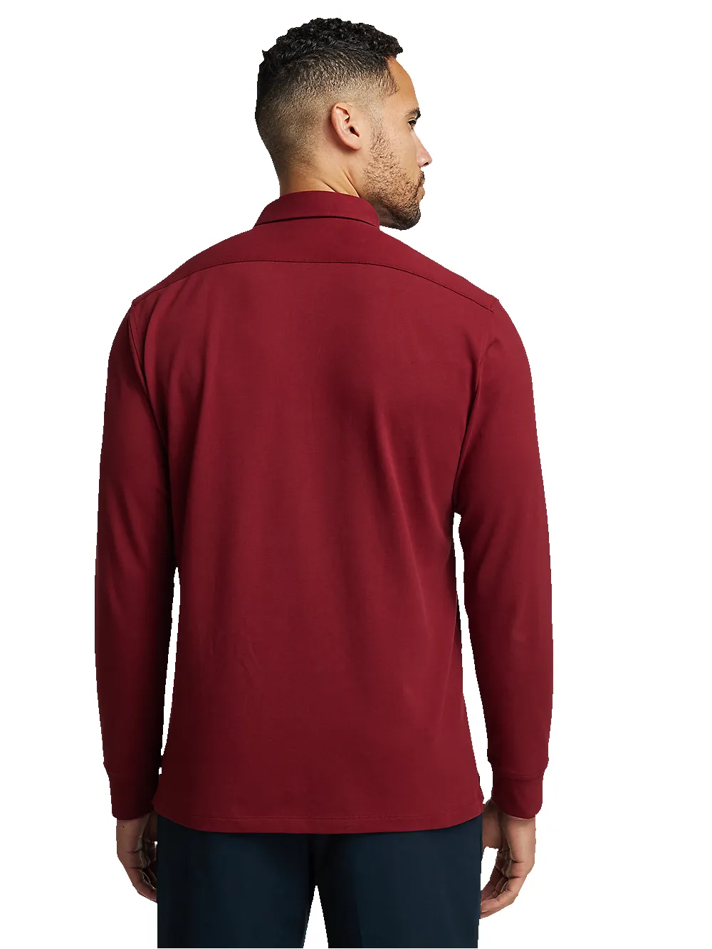 Cotton/Spandex Pique Three Button Polo - Burgundy sold by Paul Fredrick product image thumbnail 5