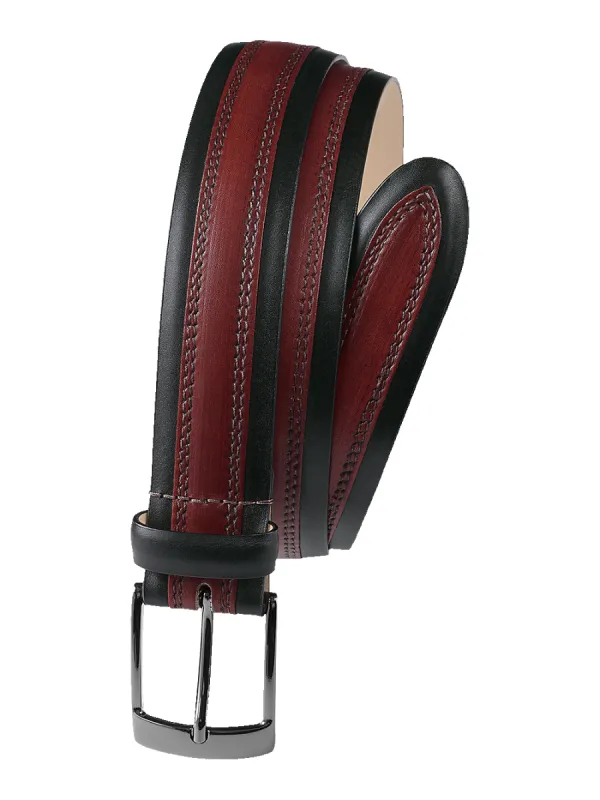 Freeman Belt - Black/burgundy sold by Paul Fredrick