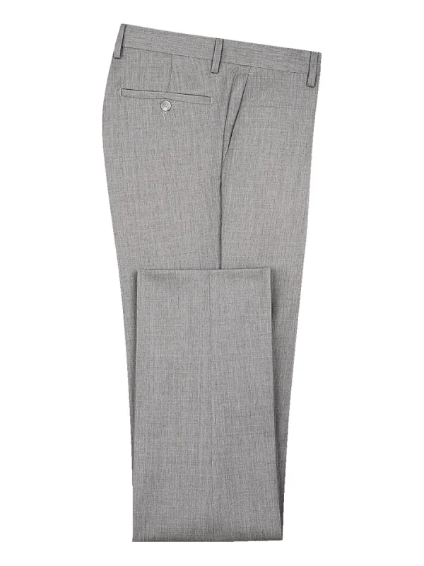 Classic Fit Wool Gabardine Flat Front Pants - Pearl Grey made by Paul Fredrick
