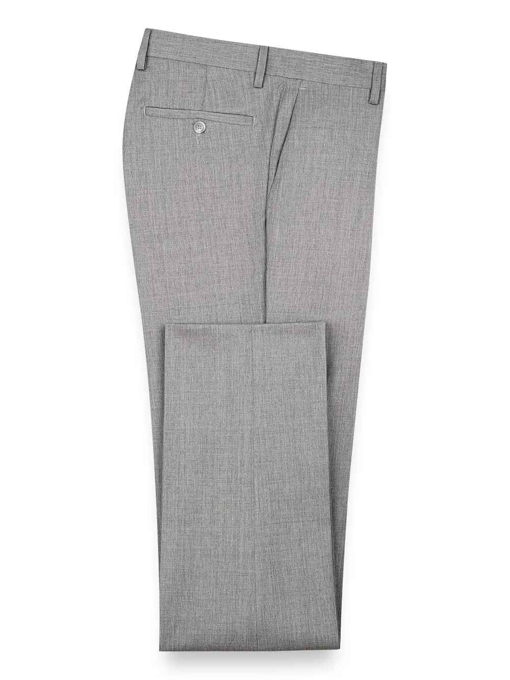 Classic Fit Wool Gabardine Pants - Pearl Grey sold by Paul Fredrick