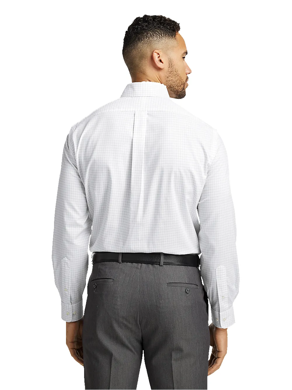 Non-Iron Cotton Check Dress Shirt With Contrast Trim - Grey sold by Paul Fredrick product image thumbnail 5