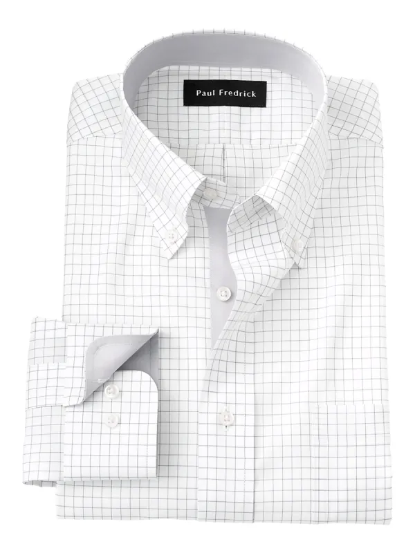 Non-Iron Cotton Check Dress Shirt With Contrast Trim - Grey sold by Paul Fredrick
