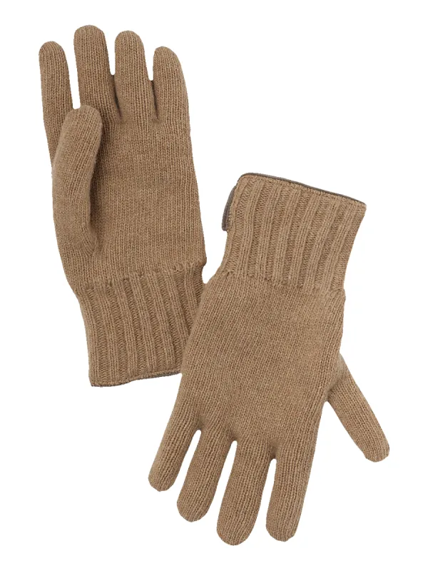 Cashmere Lined Knit Gloves - Camel sold by Paul Fredrick