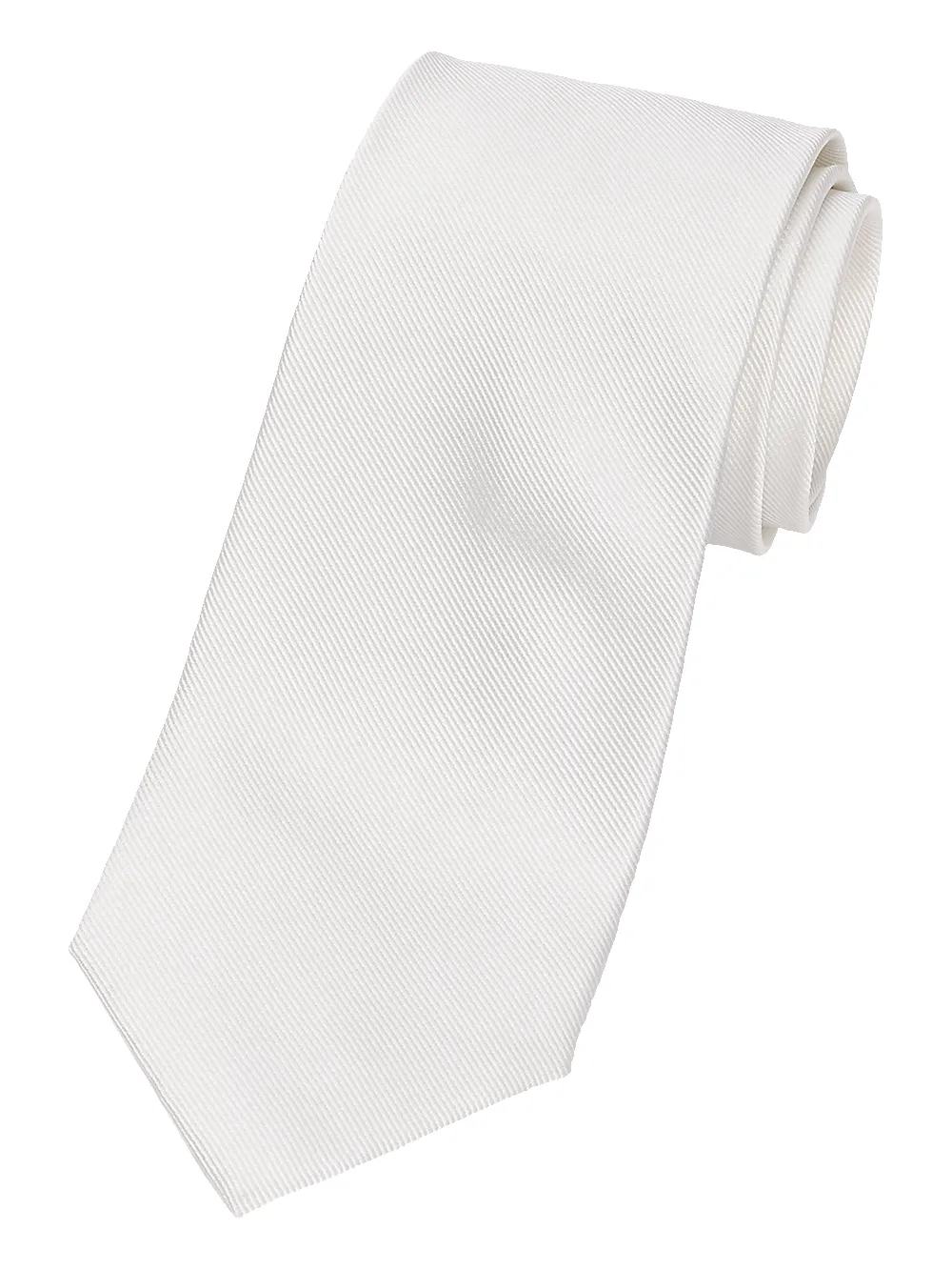 Solid Twill Woven Silk Tie - White sold by Paul Fredrick