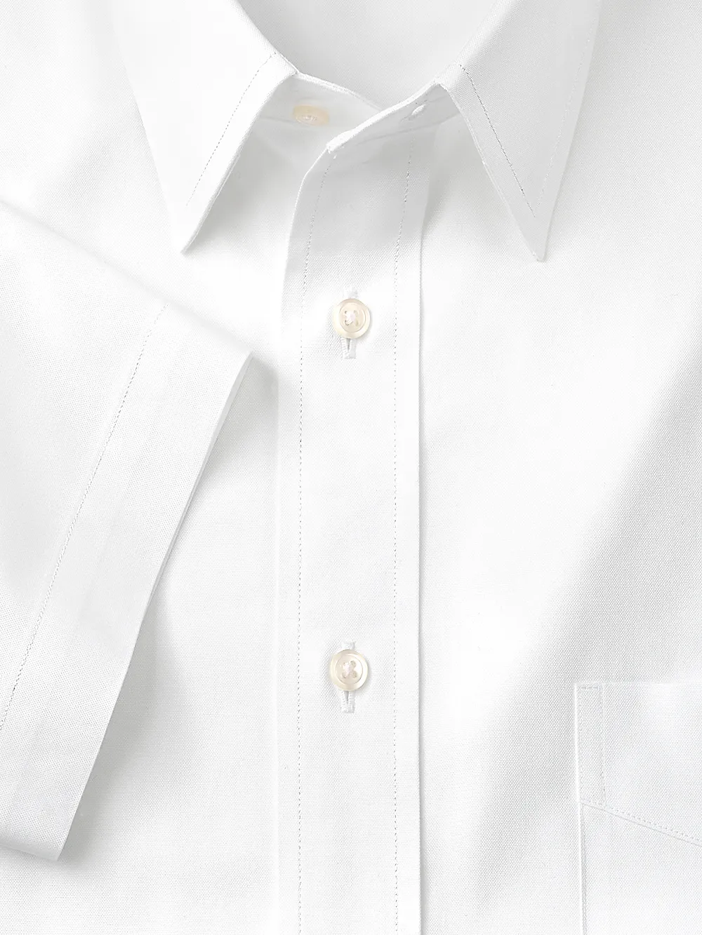 Pure Cotton Pinpoint Solid Color Straight Collar Short Sleeve Dress Shirt - White sold by Paul Fredrick product image thumbnail 2