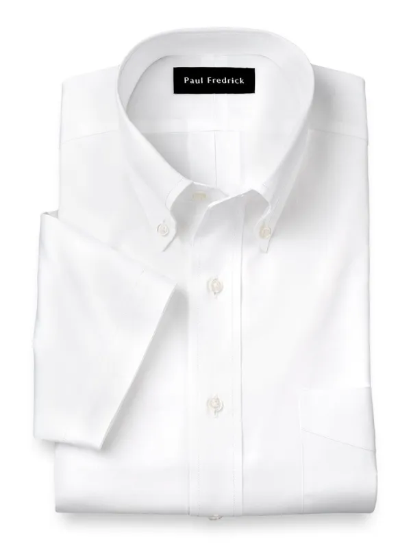 Pure Cotton Pinpoint Solid Color Button Down Collar Short Sleeve Dress Shirt sold by Paul Fredrick