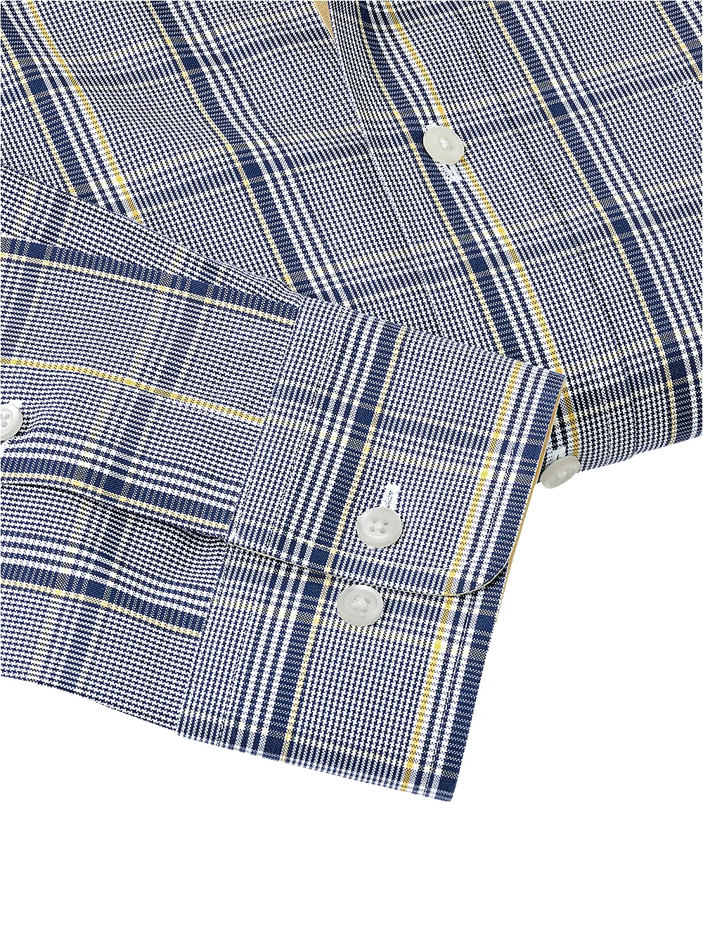 Non-Iron Cotton Plaid Dress Shirt With Contrast Trim - Cobalt/yellow sold by Paul Fredrick product image thumbnail 4