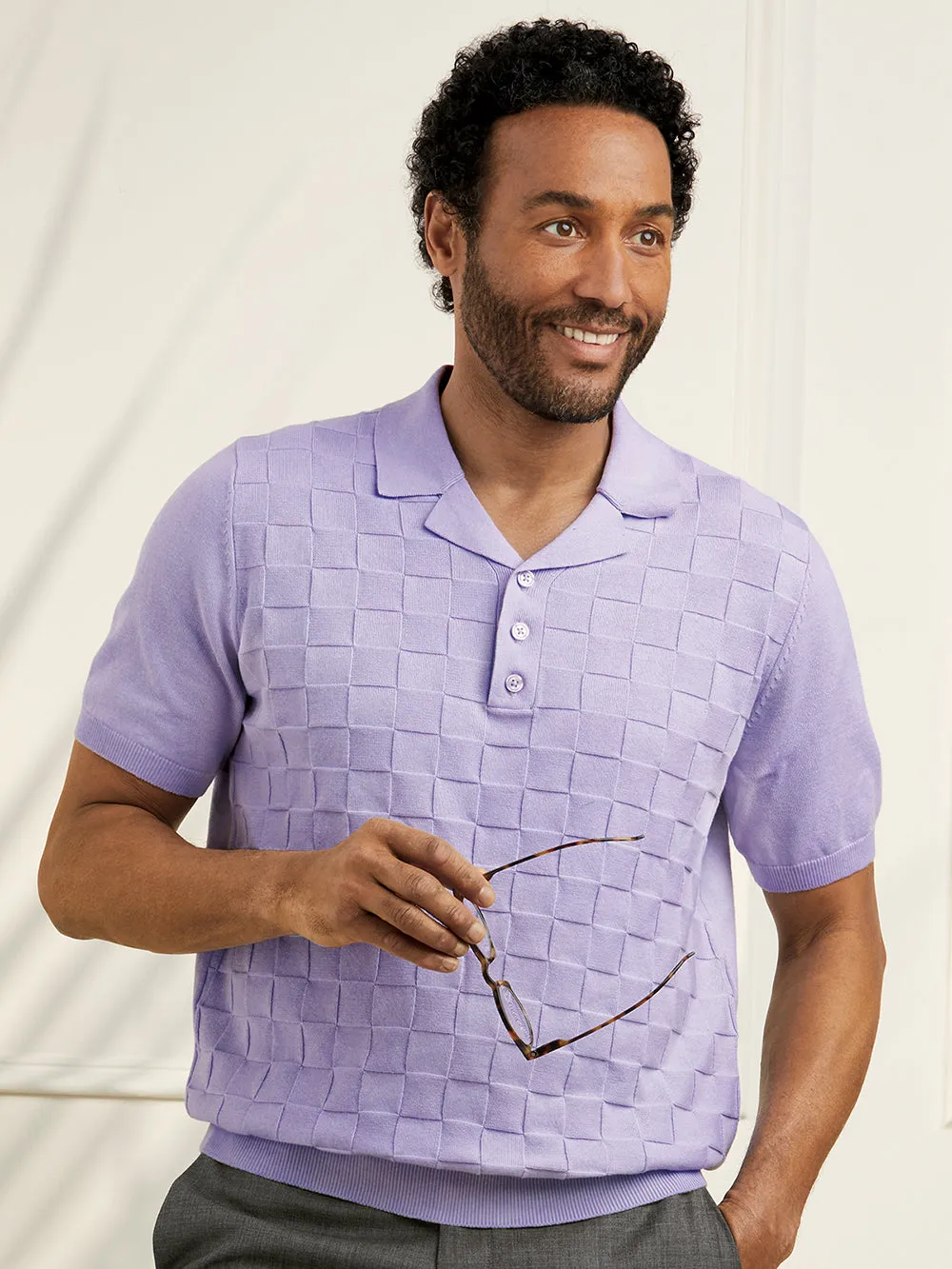 Cotton Three Button Camp Collar Sweater sold by Paul Fredrick product image thumbnail 2