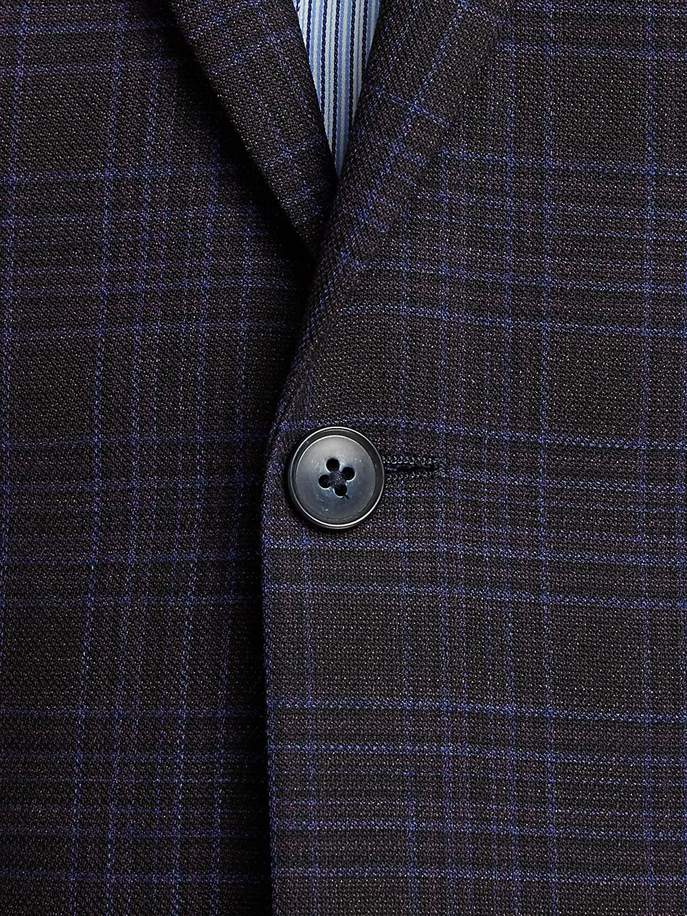 Wool Stretch Plaid Single Breasted Suit Jacket - Brown/navy sold by Paul Fredrick product image thumbnail 5