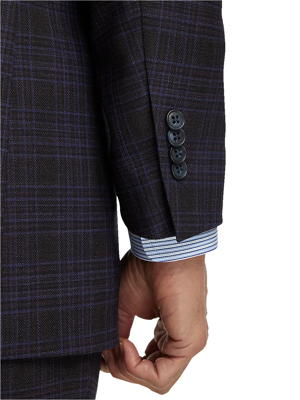 Wool Stretch Plaid Single Breasted Suit Jacket - Brown/navy sold by Paul Fredrick product image thumbnail 3